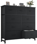 Dope Nine Drawer Black Dresser For Bedroom And Closet Organizer With Solid Multifunctional Storage Tower, displaying nine drawers.