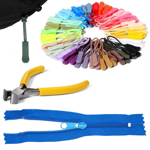 Easy Fix Zipper Repair Kit With 373 Pieces Including Colorful Sliders Replacement Zipper Pulls Stops And Install Pliers