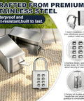 Heavy Duty Outdoor Faucet Lock For 1 To 2.95 Inch Valve Handles, Stainless Steel Water Spigot Lock To Stop Tampering And Wasting Water, Built Tough No Nonsense Security You Can Count On. Stainless steel lock with keypad and cover.