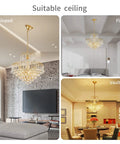 Dope Crystal Chandelier Pendant Flush Mount Light With Gold Finish for sloped, flat, and vaulted ceilings