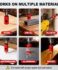 Bi Metal Hole Saw Kit For Metal And Wood, 16 Piece Deep Cut 48 Millimeter Set With Arbors In Solid Case used on various materials