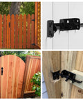 Heavy Duty Gate Latch And 9 Inch Handle Kit Self Locking Steel Gate Lock Hardware for Wooden and Vinyl Fence Swing Outdoor Gate Black Finish With Screws