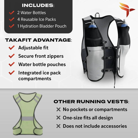 Trail Running Hydration Vest for Men and Women with 2 Water Bottles Bladder Pocket Ice Packs Reflective Gear Breathable Pack