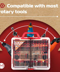 476 Piece Rotary Tool Accessories Kit With 1/8 Inch Shank All In One Set in portable storage case, open with tools displayed