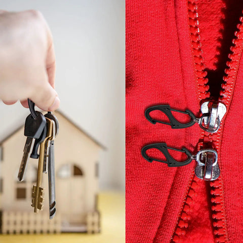 20 Pack Mini Carabiner Clips With Zipper Clips Alloy Snap Hooks 1.6 Inch Dual Wire Gate Interlocking Keychain Attachments
