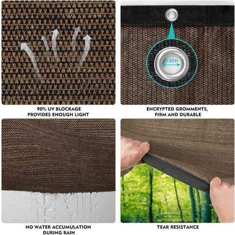 90 Percent UV Blocking Shade Cloth With Grommets For Pergola Patio And Garden, detail view showing breathable mesh and grommet