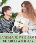 All In One Soap Making Kit For Adults And Teens With Shea Butter Glycerin Melt And Pour Bases held by smiling couple in cozy sweaters.