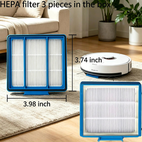 HEPA filter from Replacement Parts Kit For IQ Series Vacuum Cleaners Compatible With R101AE RV1001AE, shown with dimensions