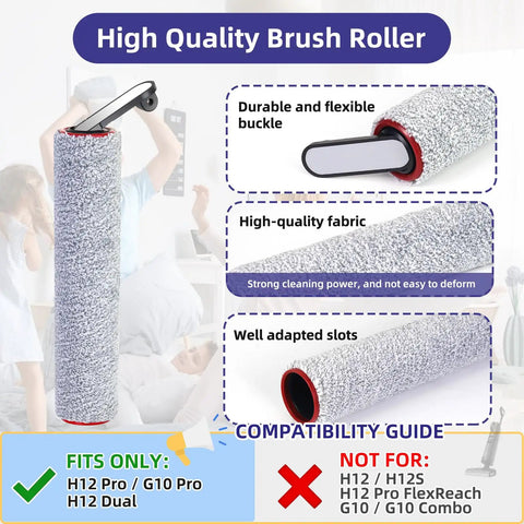 Replacement Parts Kit For H12 Pro H12 Dual And G10 Pro Wet Dry Vacuum Cleaners Built For Quick Fit And Long Lasting Heavy Duty Performance With Durable Filters Motor Brushes Gaskets And Roller Accessories brush roller close-up
