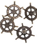 4 Piece Antique Cabinet Handles Set Vintage Drawer Knobs for Dresser and Closet Solid Bronze Steering Wheel Style Door Pulls