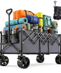 49 Inch Foldable Collapsible Grocery Wagon Cart With 440 Lb Capacity hauling camping gear on wheels