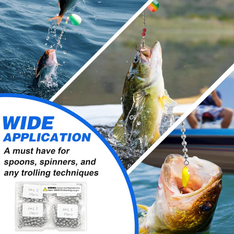 Bead Chain Fishing Swivels Stainless Steel 360 Degree Rotating Catfish Trolling Swivels 20 Or 40 Pack Pro Grade High Speed Tackle For Freshwater And Saltwater, pack and fish use