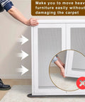 Person using 30 Pack Heavy Duty Furniture Glide Pads For Carpet to easily move a large white cabinet without damaging the carpet.