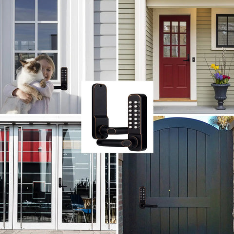 Mechanical Combination Door Lock With Keypad No Batteries No Wiring 100 Percent Mechanical Keyless Access Dual Tone Black And Gold Finish Durable Lock For Easy Home Or Office Security
