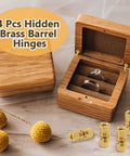 Four Pack Premium Solid Brass Construction 14mm Brass Barrel Hinges Concealed Cabinet Hinges on jewelry box