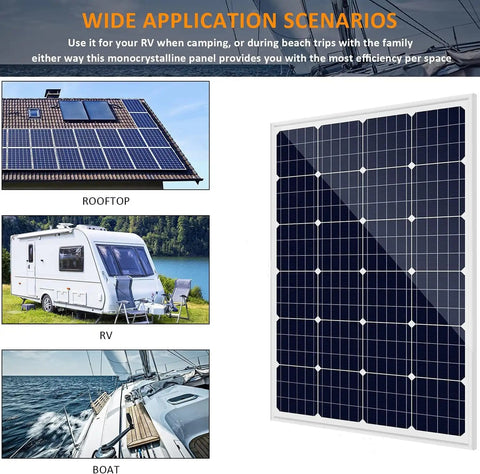 Complete 3000W 24V Solar Power Kit With 960W Panel Array showing rooftop, RV, and boat applications in off-grid settings.
