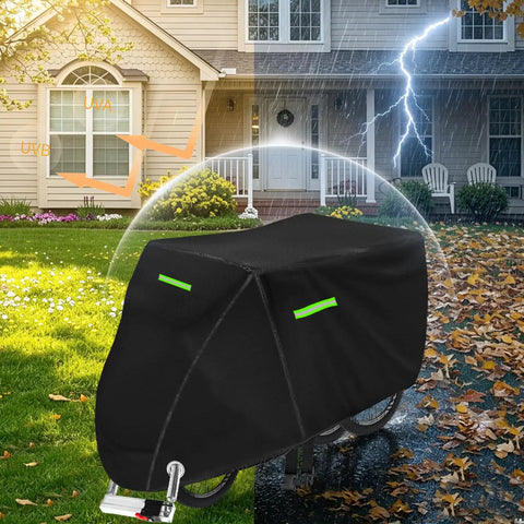 Heavy Duty Outdoor Trike Cover For Adult Three Wheel Bikes 75L 30W 44H 420D black cover on trike in rain and sun