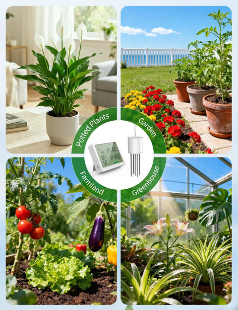 Seven In One Digital Soil Test Kit With PH Sunlight Fertility Soil And Air Temperature Humidity Meter for indoor and outdoor plants.