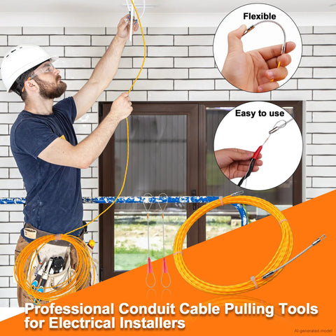 Pro Grade 10m High Strength Polyester Wire Fish Tape 3.0mm Wire Puller, installer pulling wires through wall
