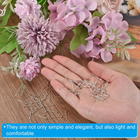 Silver Plated Ball Head Pins Set 200 Pcs 24 Gauge 20mm Jewelry Making Pins For Earrings Necklaces Bracelets Beads Beading DIY Craft Supplies For Jewelry Making Bead Stringing Wire Wrapping And Craft Projects, held in hand