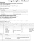Energy-Saving Servo Motor Manual with safety instructions, panel operations, parameter adjustment, and troubleshooting guide.