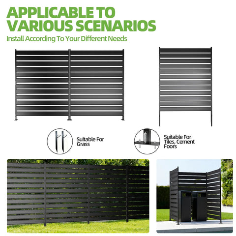 63 Inch High Black Privacy Screen For AC Units And Trash Cans, applicable to various scenarios including grass and cement floors.