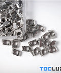 M5 Drop-In T-Nuts Set 100 Pcs Hammer Head T-Nuts For 6mm T Slot Aluminum Extrusion Carbon Steel Nickel Plated Anti Rust Hardware For 20 Series Extruded Aluminum Rails, loose in tray
