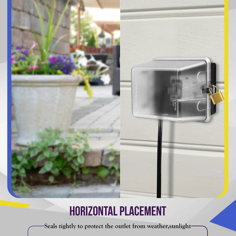 Extra Duty Weatherproof Outdoor Outlet Cover Enclosure For Decorator And GFCI Receptacles 1 Gang 6.1 By 3.4 By 2.8 Inch Clear Cover Horizontal
