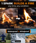 Non Toxic Waterproof Fire Starters Keep It Lit With Five Minute Burn For Emergencies Survival Campfires Fire Pits And Grills Made In The USA 30 Pack For Any Adventure in action during rain, snow, and wind conditions.