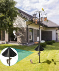 Six Hook Bird Feeding Station With Steel Multi Feeder Stand Four Feeders Bird Bath Mesh Tray And Squirrel Guard Baffle Weatherproof Yard Setup