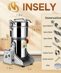 Heavy Duty Electric Grain Mill Grinder 750G Capacity For Home Kitchen 2200W 25000 RPM Copper Motor With Three Layer Stainless Steel Blades