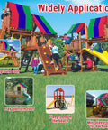 All Weather Swing Set Canopy Replacement Top With 210D Oxford Fabric UV Shield, Windproof Screw Kit, colorful play area