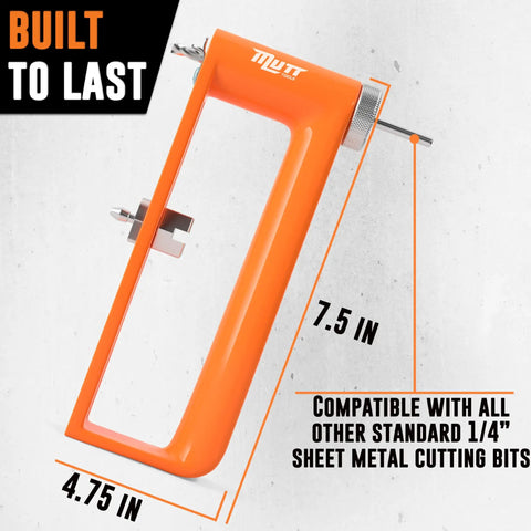 Beefy Adjustable Metal Hole Cutter For 2 To 12 Inch Holes In 24 Gauge Steel And 26 Gauge Stainless, heavy duty side view.