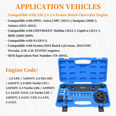 Camshaft Locking Timing Tool Kit For GM Ecotec 2.0L And 2.4L Engines, cam phaser retainer, blue case, product details