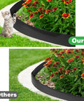 Comparison of two garden borders: Top image shows 6 Inch Tall Landscape Plastic Edging Kit With 66 Ft Length And Hammer Spikes