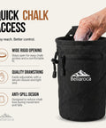 Climbing Chalk Bag With Waist Belt And Carabiner For Rock Climbing And Bouldering Rigid Rim Soft Fleece Lining No Spill Drawstring Pouch