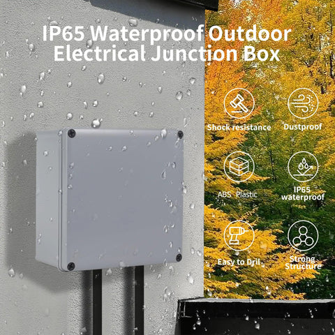 IP65 Weatherproof 8 By 8 By 4 Inches ABS Junction Box Outdoor Electrical Enclosure Dustproof Waterproof Conduit Box on wall
