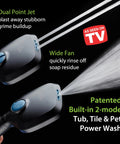 Six Way High Pressure Showerhead System With 82 Spray Modes showing dual point jet and wide fan features for effective cleaning.