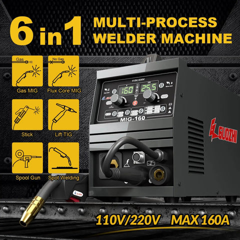 Badass 160A Multi Process Welder With Dual 110V And 220V Power Crushes Gas Mig Flux Core Stick Lift Tig And Spot Welds Spool Gun Ready Smooth Aluminum Pulse Settings Plug And Play Home Shop Rig