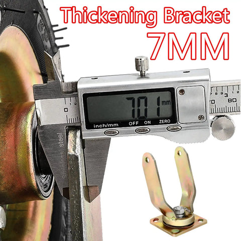 Measuring 7mm thickening bracket for Heavy Duty 2 Pack Of 8 Inch And 10 Inch Rubber Casters With Side Brakes.