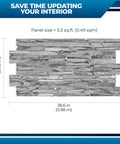 Slate Classic 3D Wall Panels for Interior Decor, 10 Pack PVC Covers Covering 50 Sq Ft showcasing panel size 38.6 x 19.6 in