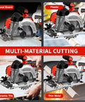 No Frills Hardcore Six Inch Cordless Circular Saw With Brushless Motor And 6200 Rpm Speed Smashes Wood Metal Tile cutting wood and plastic material.