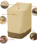 No-Fuss Water-Resistant Patio Chair Cover For Stackable Chairs Up To 6 With Gardelle Fabric System, Air Vents, Dark Splash Guard Skirt