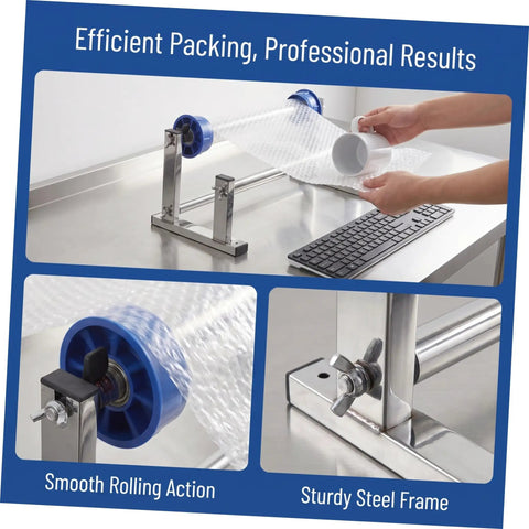 Hand Operated Unwinding Frame For Stretch Wrap Film Dispenser Tabletop Wrap Dispenser Machine Heavy Duty Metal And Plastic Construction Easy Winding And Lock Mechanism Ideal For Cargo Packing Moving And Packaging, steel frame