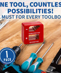 Demagnetizer And Magnetizer For Screwdrivers, Bits, Drills, Sockets, Nuts, Bolts, Nails, And Small Tools Pro Grade Magnetic Strength For Precision Work Quick Demagnetize And Magnetize In Red on a wooden surface with tools.