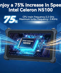 Heavy Duty 10.1 Inch Windows 11 Pro Rugged Tablet With IP67 Industrial Waterproof Housing And Mil Spec Drop Resistance showing Intel Celeron N5100 processor.