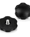 Football Helmet Chinstrap Thumb Screws Kit for SpeedFlex Youth 2 Pack, black plastic, shown close-up with detailed texture