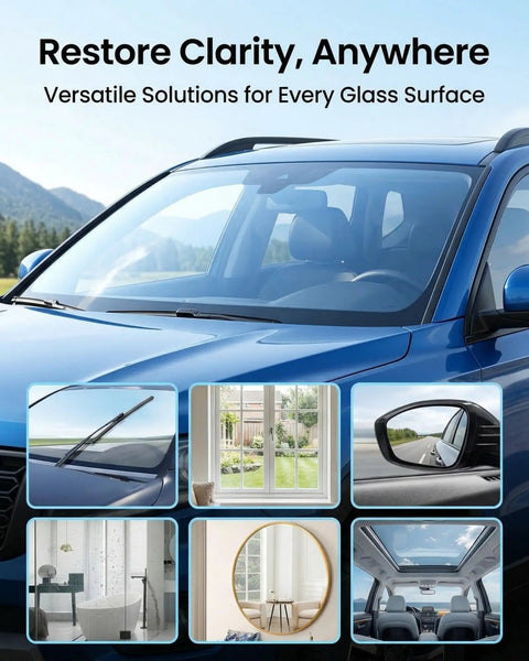 Windshield Crack Repair Kit 30ml Nano Fluid For Chips And Small Cracks Quick Fix Stops Cracks From Spreading Restores Clarity And Strength To Car Glass displayed on car windshield