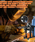 MIG Welder Cart With Table Top Cabinet And Gas Bottle Storage, Built To Haul Heavy Gear For Two Welders in use by a welder