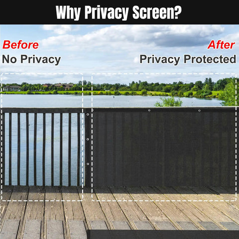Heavy Duty Fence Privacy Screen 3ft X 50ft 150 GSM Mesh Windscreen with Brass Grommets installed on deck